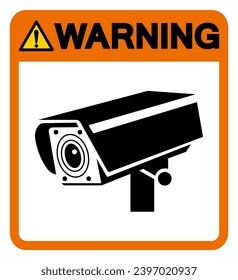 Advertencia Signo de símbolo CCTV, Ilustración vectorial, Aislar en la etiqueta de fondo blanco .EPS10