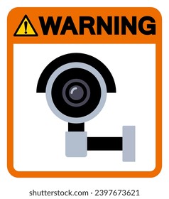 Advertencia Signo de símbolo CCTV, Ilustración vectorial, Aislar en la etiqueta de fondo blanco .EPS10