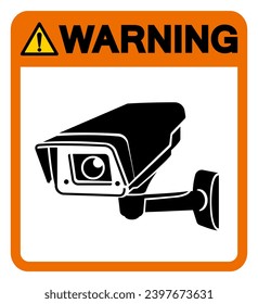 Warnung des CCTV-Symbolzeichens, Vektorgrafik, einzeln auf weißem Hintergrund - Etikett .EPS10