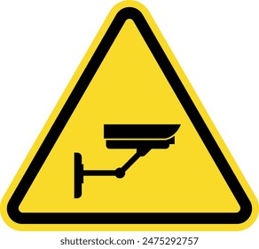 Warning cctv under surveillance sign. Black on yellow background. Safety signs and symbols.