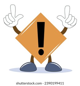 Warning character cartoon. vector illustration Isolated on white.