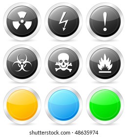 Warning circle icon set on a white background. Vector illustration.