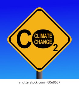 warning Climate change CO2 emissions sign illustration