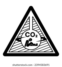 Warnung des CO2-Symbolzeichens, Vektorgrafik, einzeln auf weißem Hintergrund. EPS10