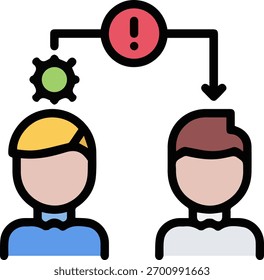 Ilustración de símbolo de icono de color de advertencia en diseño moderno de Vector plano para señales de seguridad y atención