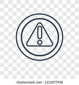 Warning concept vector linear icon isolated on transparent background, Warning concept transparency concept in outline style