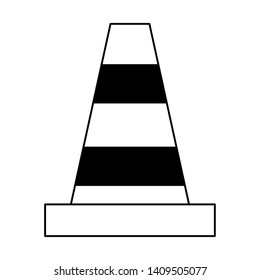 warning cone icon cartoon vector illustration graphic design black and white
