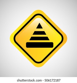 warning cone icon metal yellow vector illustration eps 10