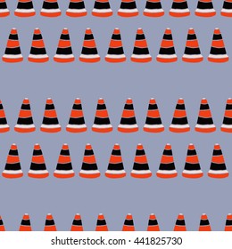 Warning cones , cartoon seamless pattern background