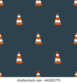 Warning cones , cartoon seamless pattern background