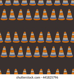 Warning cones , cartoon seamless pattern background