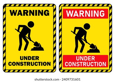área de construcción de advertencia para el diseño de afiches impresos amarillos de construcción de casas y edificios