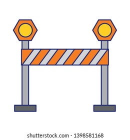 warning construction sign blue lines