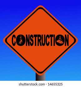 Warning construction text with falling objects symbol sign illustration