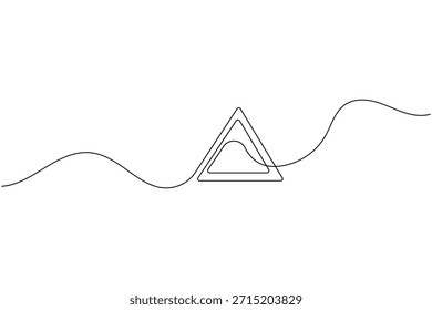 Advertencia Dibujo continuo de una línea de un signo triangular. Icono de Vector de peligro minimalista.