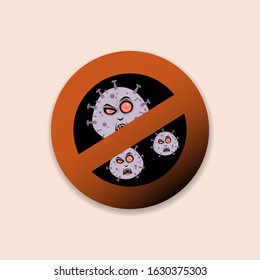 Warning corona virus illustration, Red prohibition signs with wuhan virus, vector illustration.