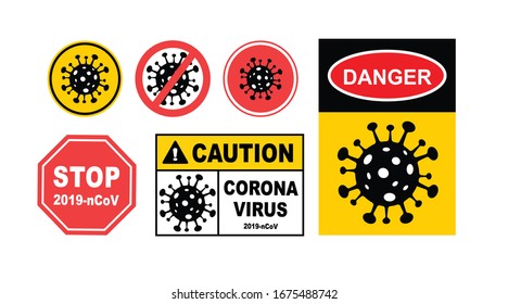 Warning corona virus sign , Corona virus danger and public health risk disease and covid-19 outbreak. Pandemic medical concept with dangerous cells