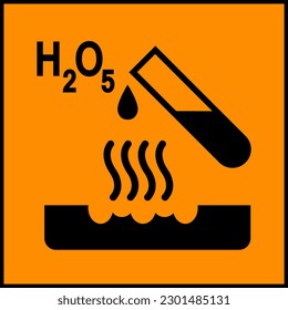 Warning Corrosive H2 O5 Symbol Sign, Vector Illustration, Isolated On White Background Label. EPS10