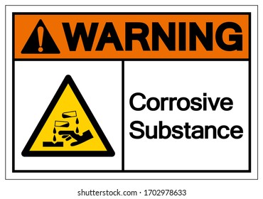 Símbolo De Sustancia Corrosiva De Advertencia, Ilustración Vectorial, Aislar En Etiqueta De Fondo Blanco. EPS10