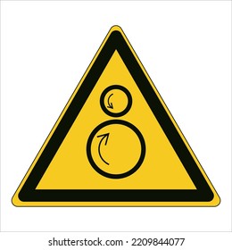 Warning; Counterrotating rollers
To warn of counterrotating rollers
Small circle with internal curved arrow pointing in anti-clockwise direction, large circle with internal curved arrow