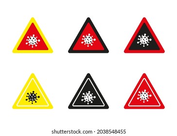 Iconos de la caja de advertencia sobre fondo blanco. Ilustración del vector
