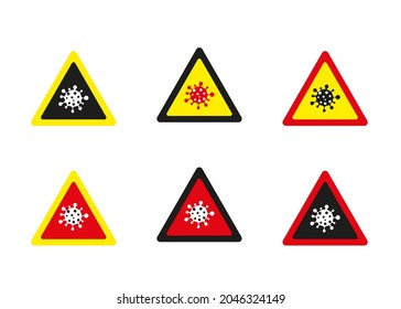 Warning covid Icons set on white background. Vector illustration