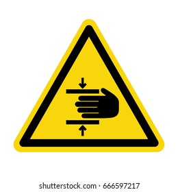 Warning crushing hand. Sign, symbol, illustration