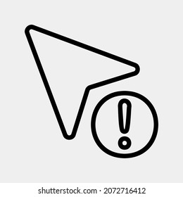 Warning cursor icon vector illustration in line style, use for website mobile app presentation