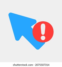 Warning cursor icon vector illustration in flat style, use for website mobile app presentation