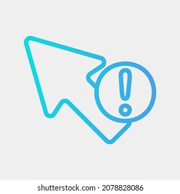 Warning cursor icon vector illustration in gradient style, use for website mobile app presentation