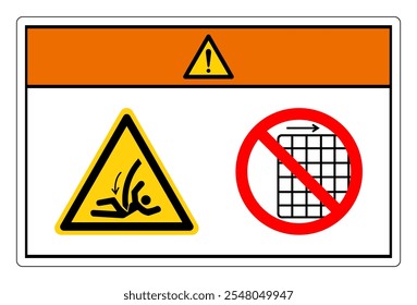 Warnung Schneiden des Körpers gekrümmte Klinge nicht entfernen Guard Symbol Zeichen, Vektorgrafik, isolieren auf weißem Hintergrund Label .EPS10