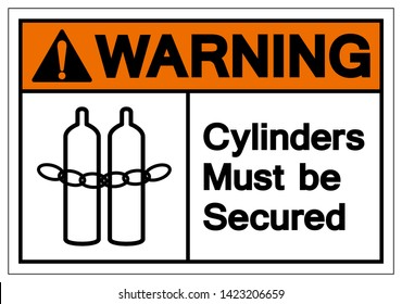 Warning Cylinders Must Be Secured Symbol Sign, Vector Illustration, Isolate On White Background Label .EPS10