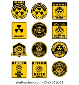 Warning, danger, caution, Radioactive label and sticker vector