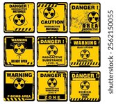 Warning, Danger, Caution, radioactive materials, sign and label

