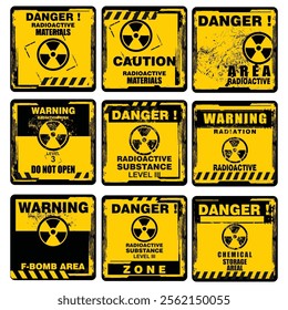 Warning, Danger, Caution, radioactive materials, sign and label
