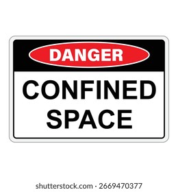 Warning danger confined space sign. Vector isolated on white background