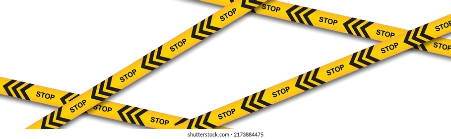 Warning and danger crossed tapes isolated. Police and crime lines. Caution tape. Seamless barrier tape. Vector illustration