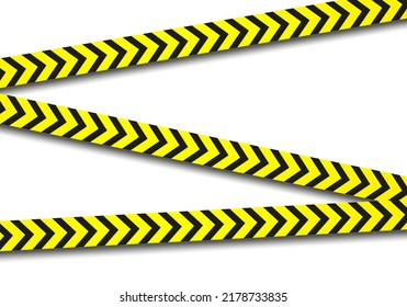 Aviso y peligro cruzó las cintas aisladas. Líneas policiales y delictivas. Cinta de precaución. Cinta de barrera sin problemas. Ilustración del vector