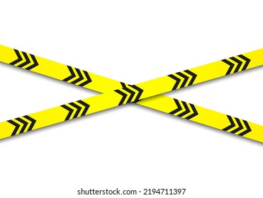 Aviso y peligro cruzó las cintas aisladas. Líneas policiales y delictivas. Cinta de precaución. Cinta de barrera sin problemas. Ilustración del vector
