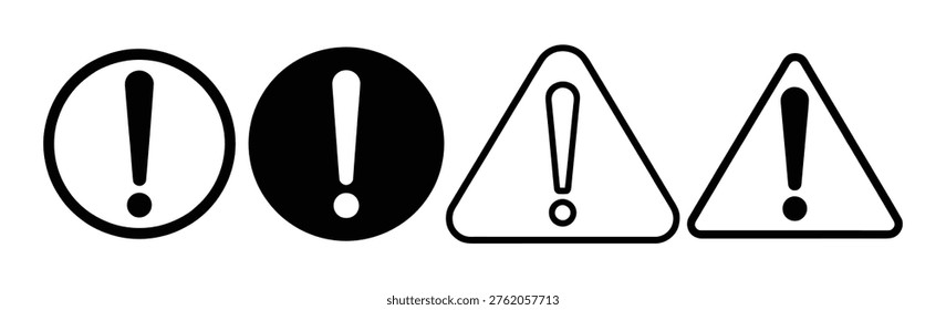 warning danger icon. Caution alarm alert set, triangle warn sign , attention vector icon. Exclamation mark warning icons set Vector illustration
