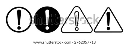 warning danger icon. Caution alarm alert set, triangle warn sign , attention vector icon. Exclamation mark warning icons set Vector illustration
