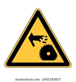 Warning of danger from rotating saw blade, circular saw, cutting danger - warning sign, triangle