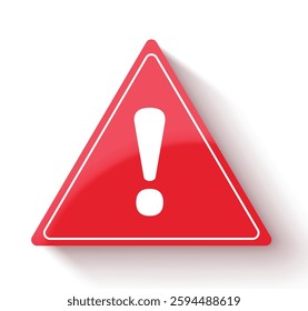 Warning danger sign icon clipart. Red triangle symbol clip art for safety and security in emergency, transportation, traffic, industry and caution alertness graphic design vector illustration.