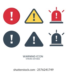 Warning or Danger Sign Icon Set Vector Design. stock illustration