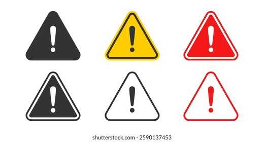 Warning or Danger Sign Icon Set Vector Design