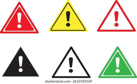 Warning and Danger Sign Icon Set - Editable Vector Design for Safety