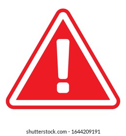 Warning, danger sign red isolated on white background. Vector illustration