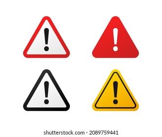Warning and danger sign set. Attention sign with exclamation mark. Caution icon. Alert symbol. Vector illustration.