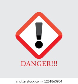 Warning danger sign vector, shield line icon for many application uses.