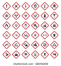 Warning and danger signs collection isolated on white background